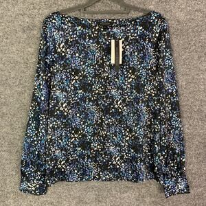 NEW $78 Banana Republic Blouse Top Women's‎ XS Blue Spotted Long Sleeve Pullover